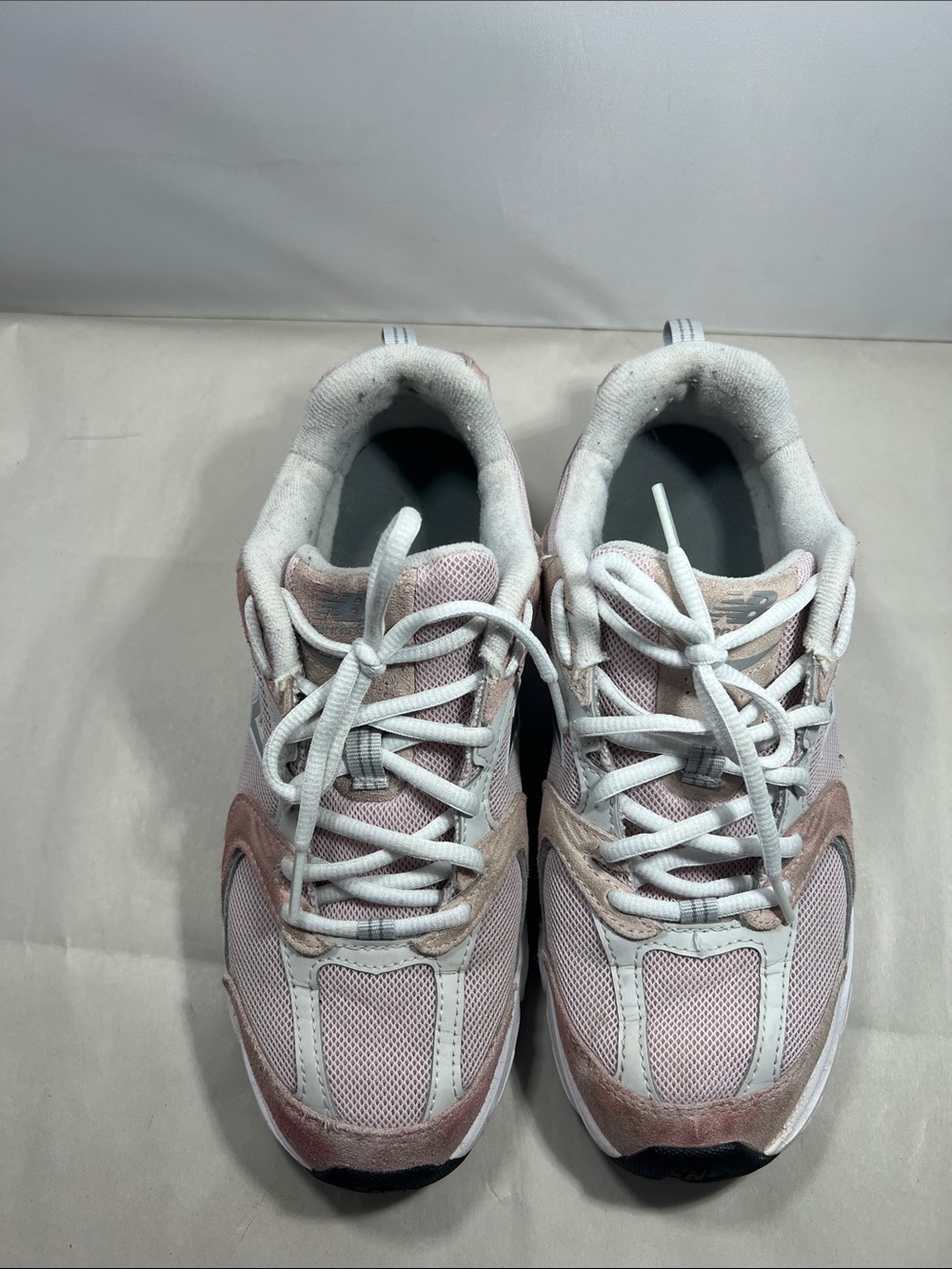 New Balance Women's Pink & White Mesh Suede Sneakers